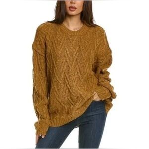 NWOT Free People Isla Cable Stitch Tunic Oversized Sweater, Spice Cake, XS
